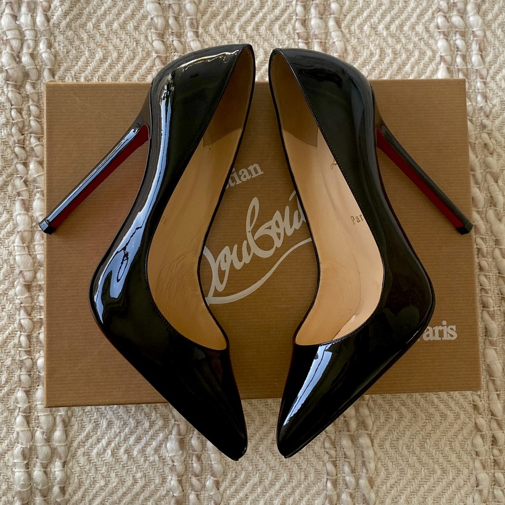 NEAR NEW Christian Louboutin Pigalle 100 Black Patent Sz 39
